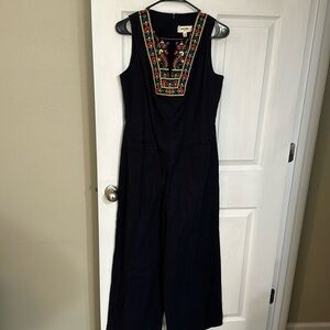 Porridge for Anthropologie Navy Embroidered Jumpsuit small